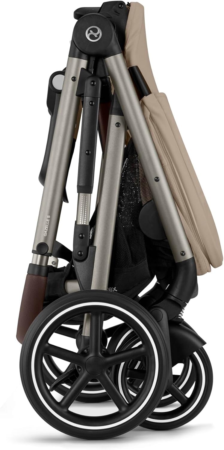 CYBEX Poussette Gold GAZELLE S, De la naissance à environ 4 ans, Max. 22 kg (mode simple) / 2x 22 kg (mode duo), Système tout-en-1 avec 20+ configurations, Beige amande