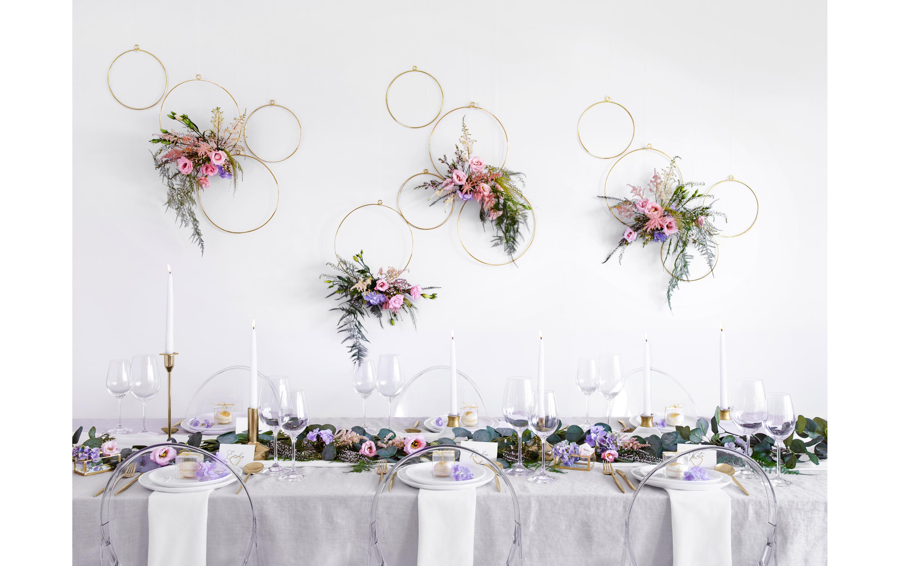 Tischkarte Blumenkranz 2.5 cm, 10 Stück, GoldTischkartenhalter für den gedeckten Tisch an der Hochzeit und Festen wie Geburtstagspartys oder Silvester