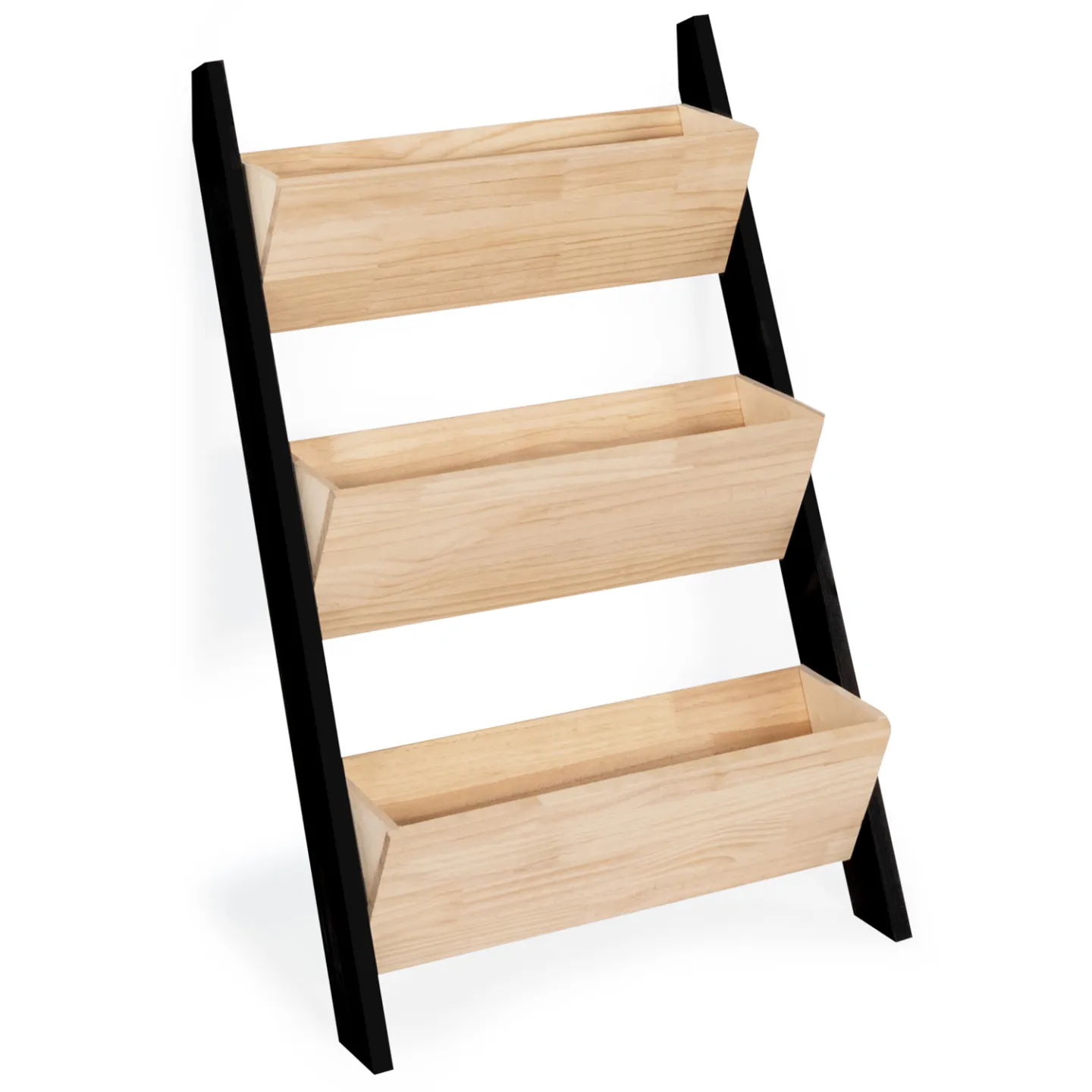 Jardinière échelle FREDDY 110 CM 3 bacs bois et noir potager pour jardin et balcon