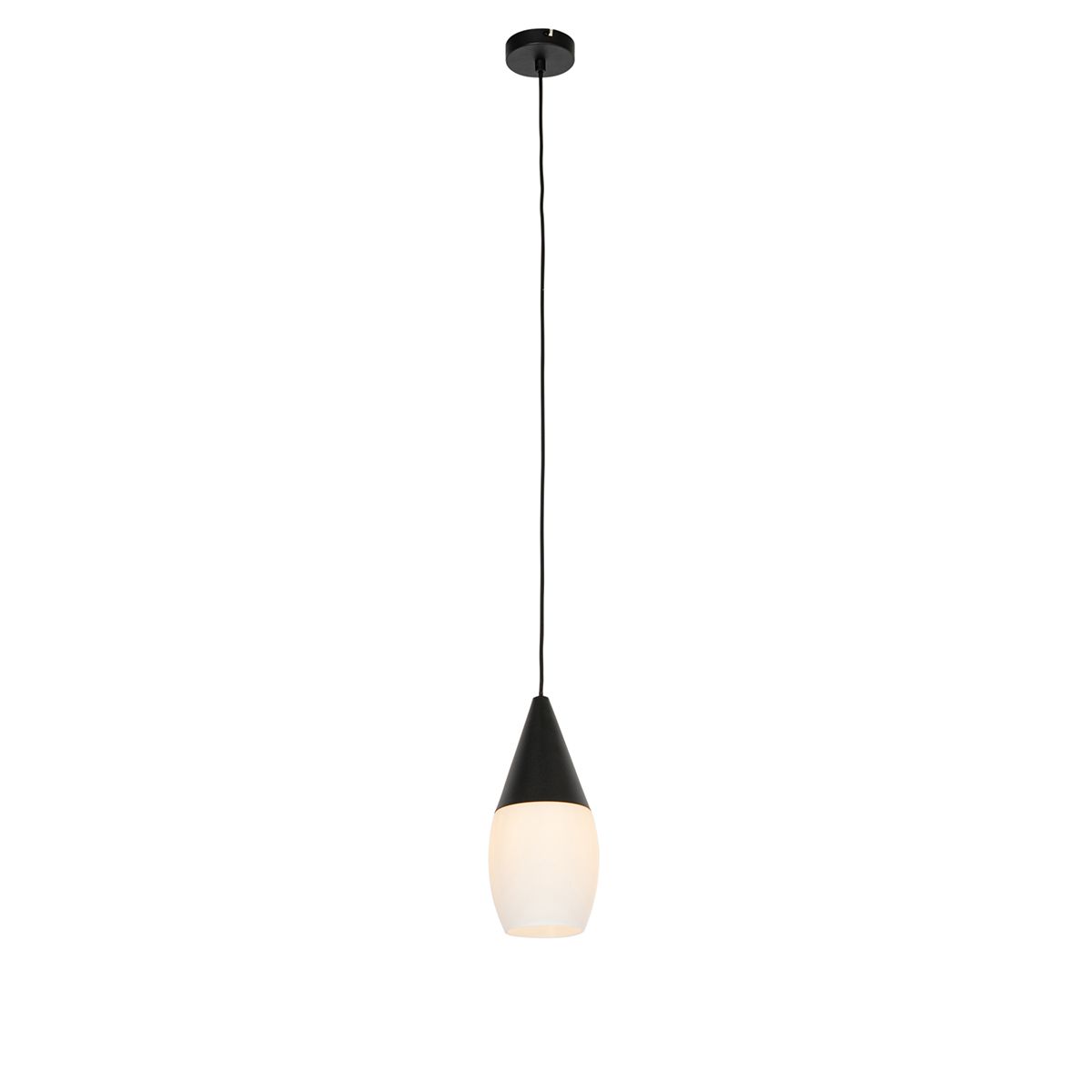 Moderne hanglamp zwart met opaal glas - Drop
