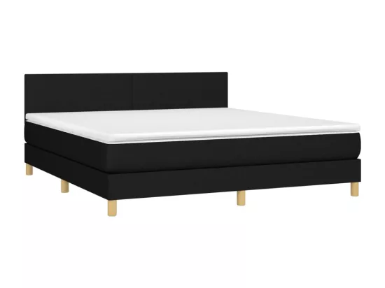 Sommier tapissier avec matelas et LED Noir 160x200 cm Tissu