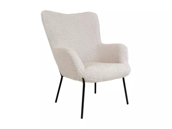 Glasgow - Fauteuil en tissu bouclette et métal : Couleur - Blanc