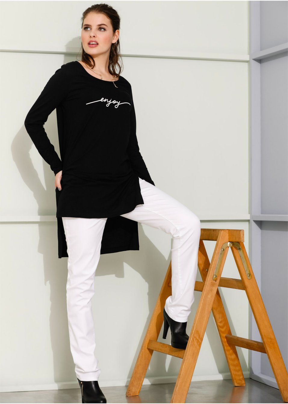 T-shirt long à fentes