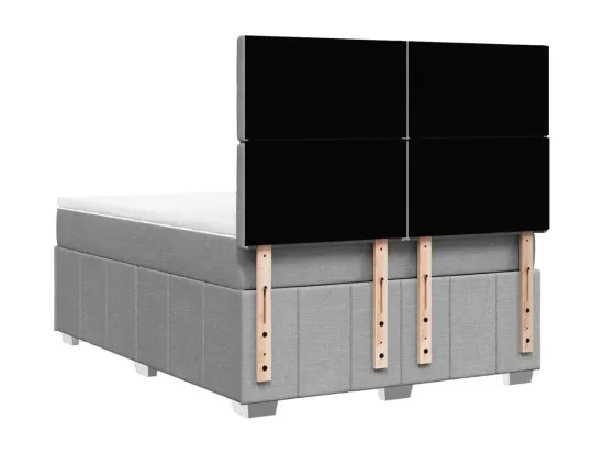 Sommier à lattes de lit avec matelas Gris clair 160x200cm Tissu