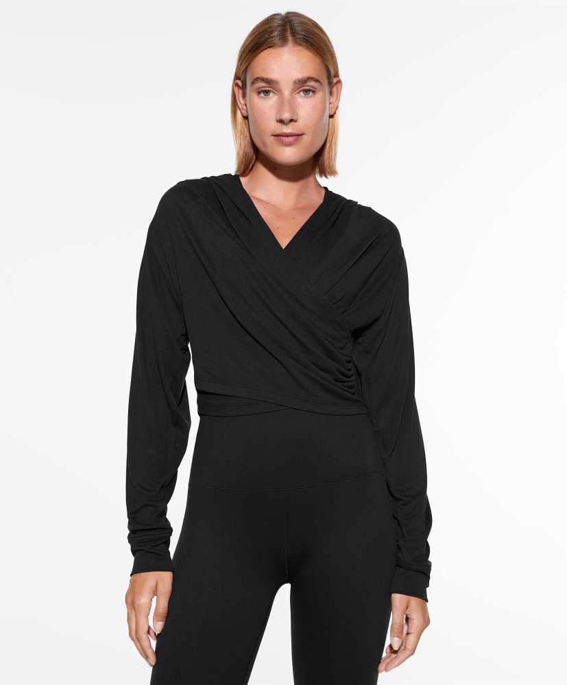 Moletom cropped com estampa cruzada em modal