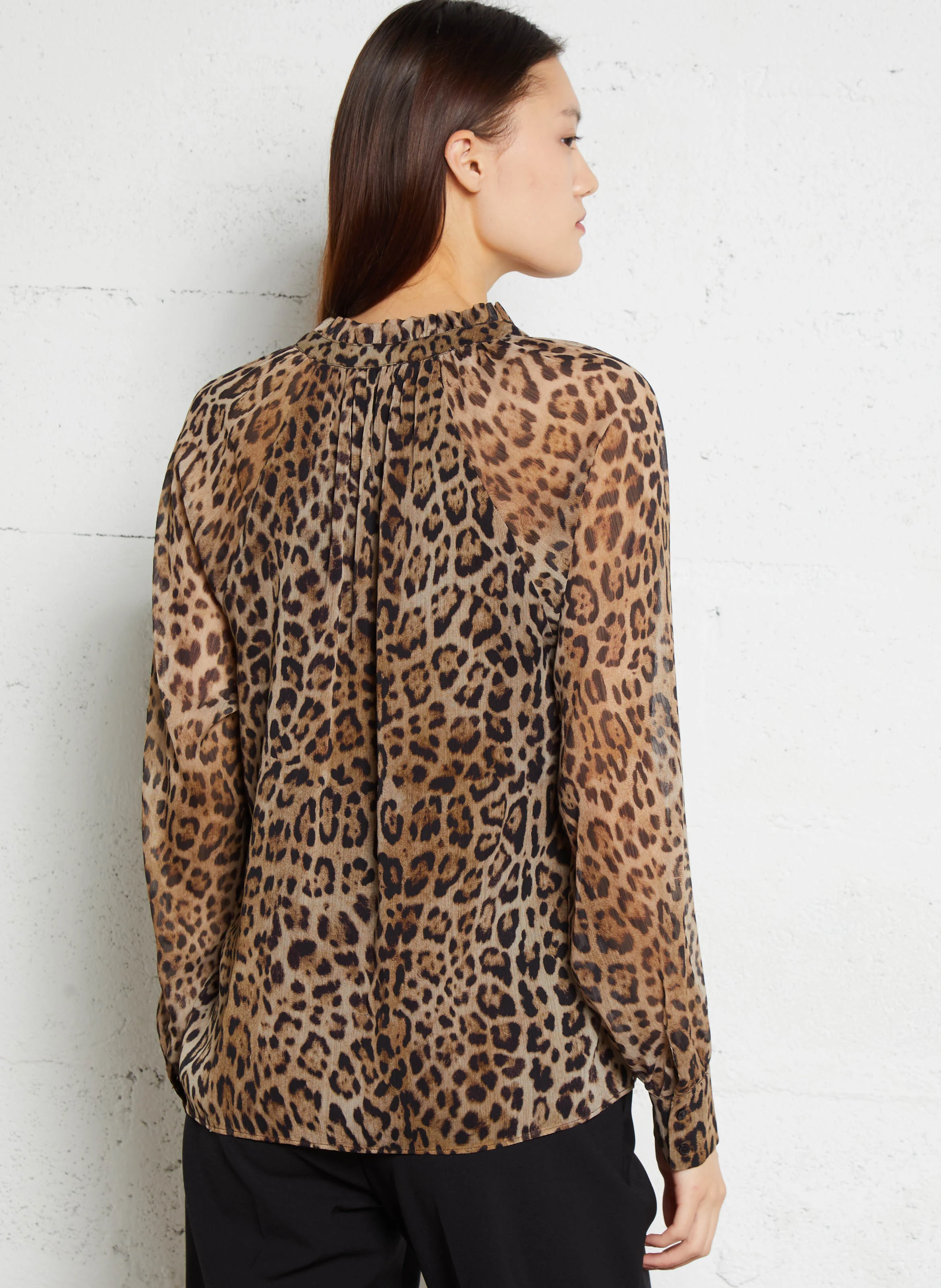 COSLOU - Chemise ample imprimée léopard | Marron