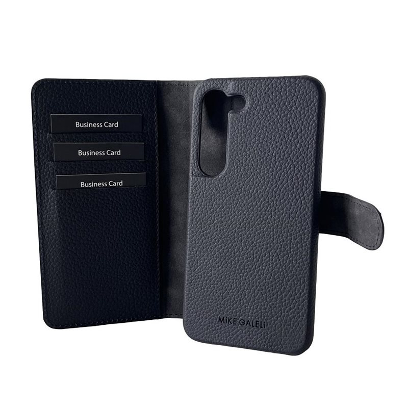 2in1 Samsung Galaxy S23 5G Echtleder Magnet Wallet Case Tasche Flip Cover (JOSSS23-M01) - Schwarz