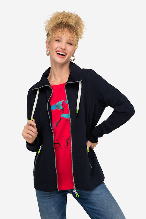 Sweatjacke, Stehkragen, Zipper, Langarm