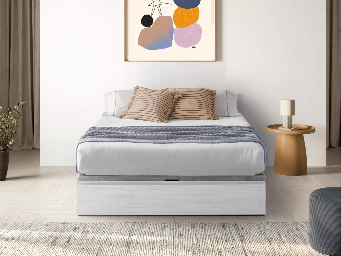 Sommier coffre avec tiroir 160 x 200 cm - Blanc - HESTIA de YSMÉE