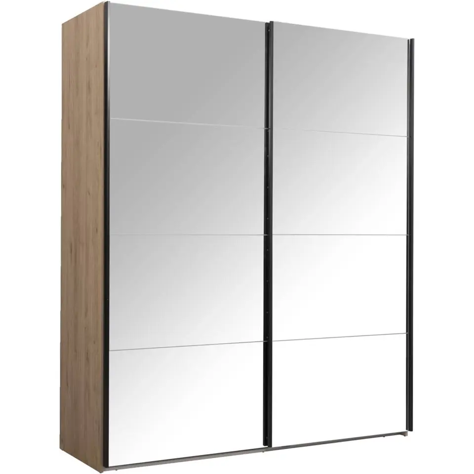 Schuifdeurkast Bergamo met spiegeldeuren - eikenkleur - 221x178,5x66,6 cm