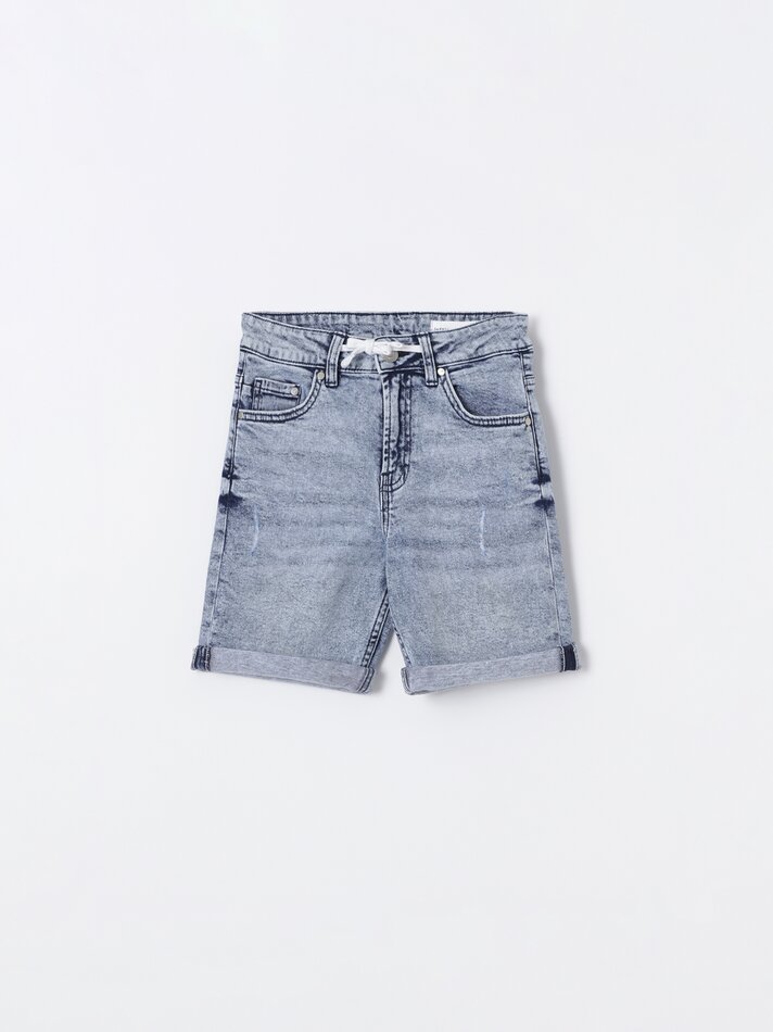 Bermuda jeans confortável - Azul Comissária de Bordo