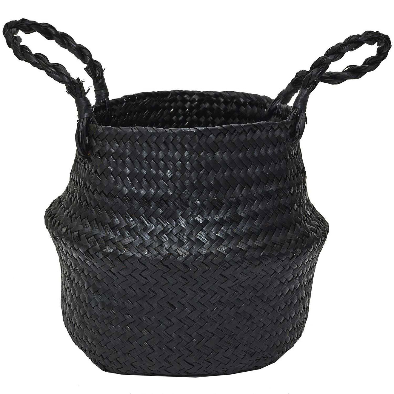 Home Deco Factory 3 Paniers arrondis jonc de mer noirs