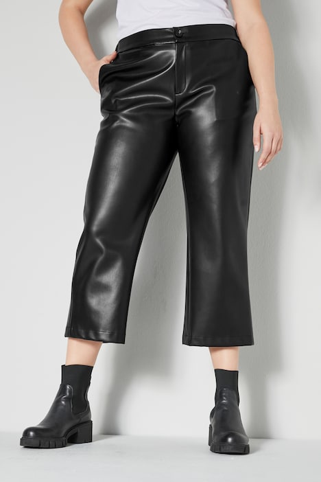 Lederoptik-Culotte, wadenlang, Straight Fit