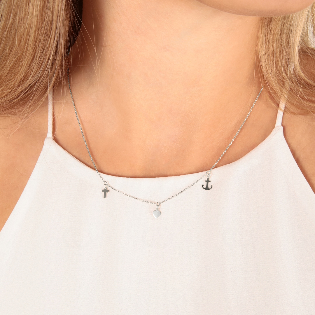 Collier 750/18 K Weissgold Glaube Liebe Hoffnung
