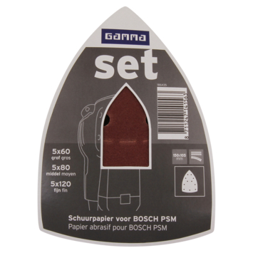 GAMMA schuurpapier psm mix set klittenband 11 of 6 stofgaten 15 st.
