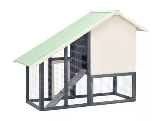 Clapier Gris et blanc 140x63x120 cm Bois de sapin massif