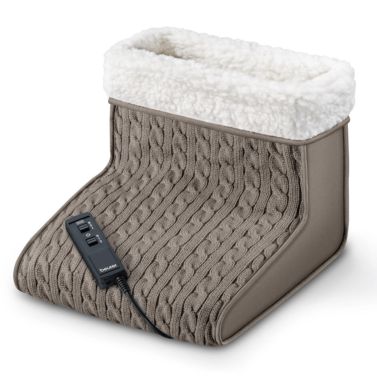 Beurer Chauffe-pieds avec massage taupe/blanc