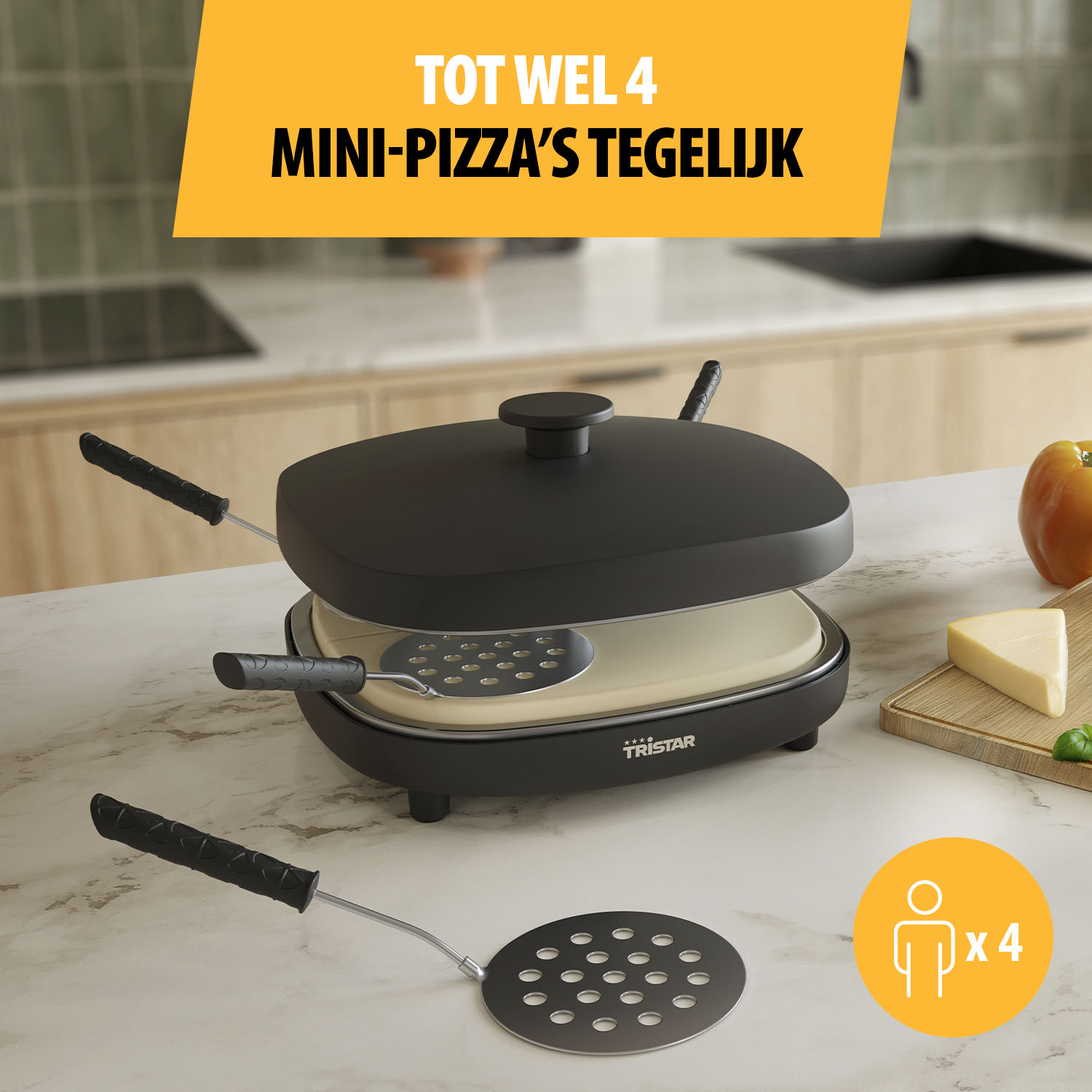 Tristar PZ-9174 Pizza Family 4 gourmetset