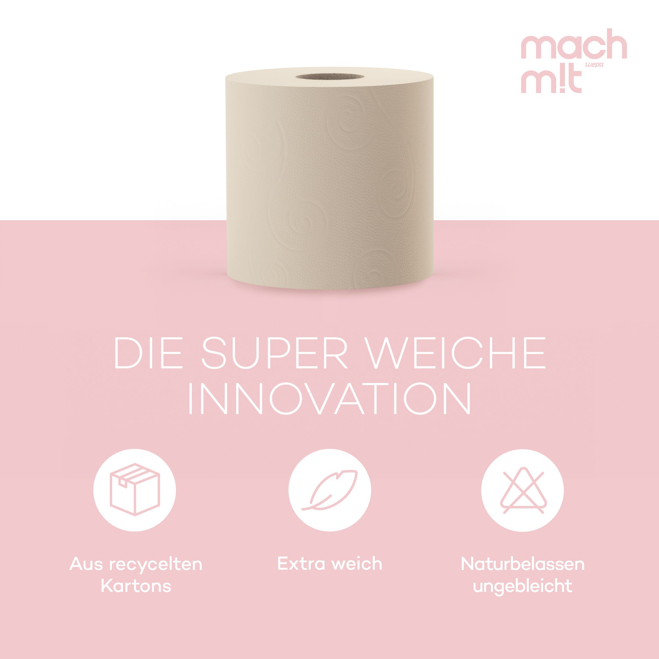 mach m!t PURE Toilettenpapier 4-lagig aus recyceltem Karton