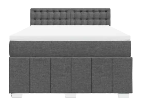 Sommier à lattes de lit avec matelas Gris foncé 140x190cm Tissu