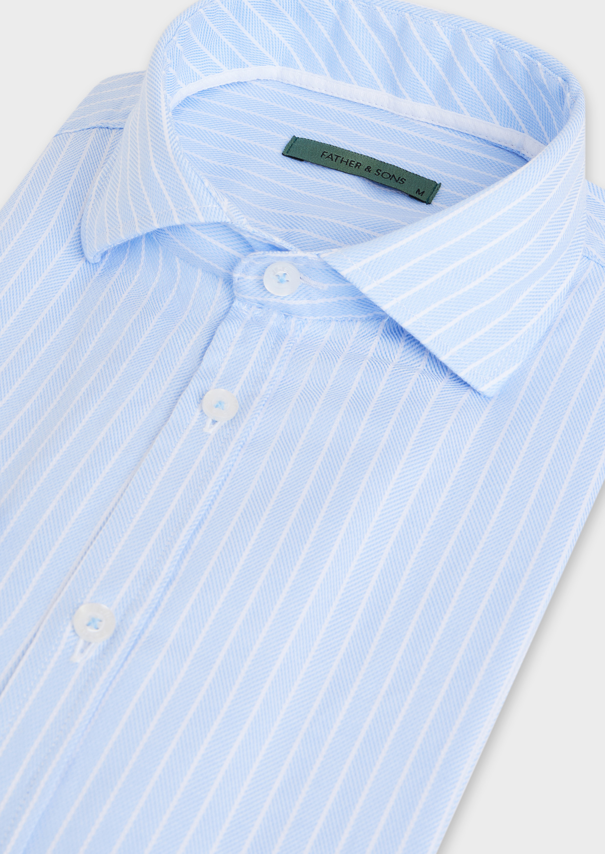 Chemise sport Slim en coton bio façonné bleu ciel à rayures blanches