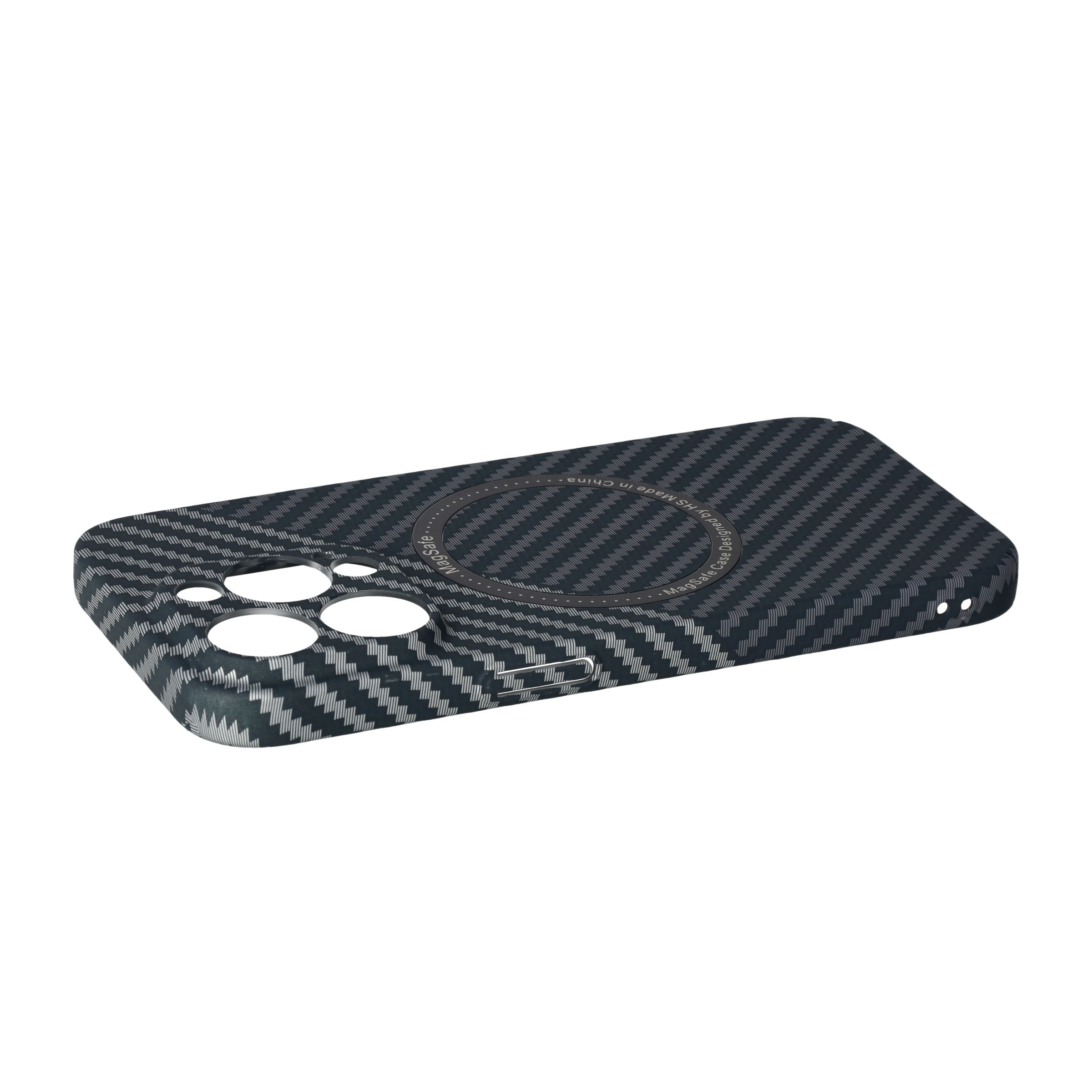 iPhone 14 Pro MagSafe Hardcase Hülle im Carbon Look - Schwarz / Silber