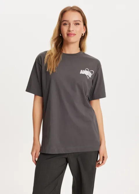 T-shirt met print amour antraciet (ANTRA)