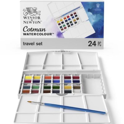 Winsor & Newton Cotman Painting Plus 24 Half Pan Watercolour Paint Set