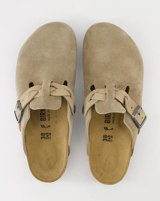 Birkenstock Boston Braided Pantoletten in Beige