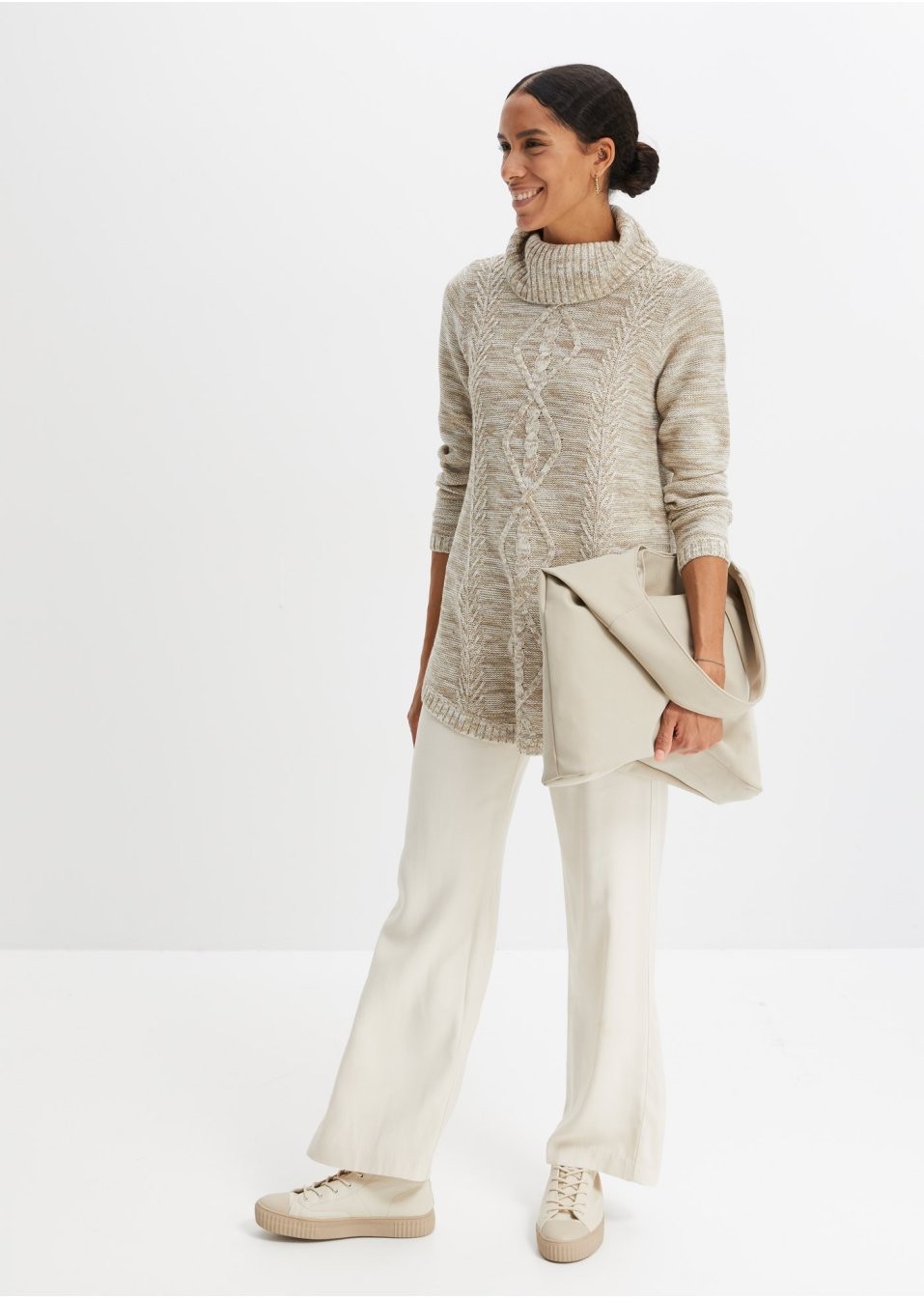 Pull poncho, manches longues