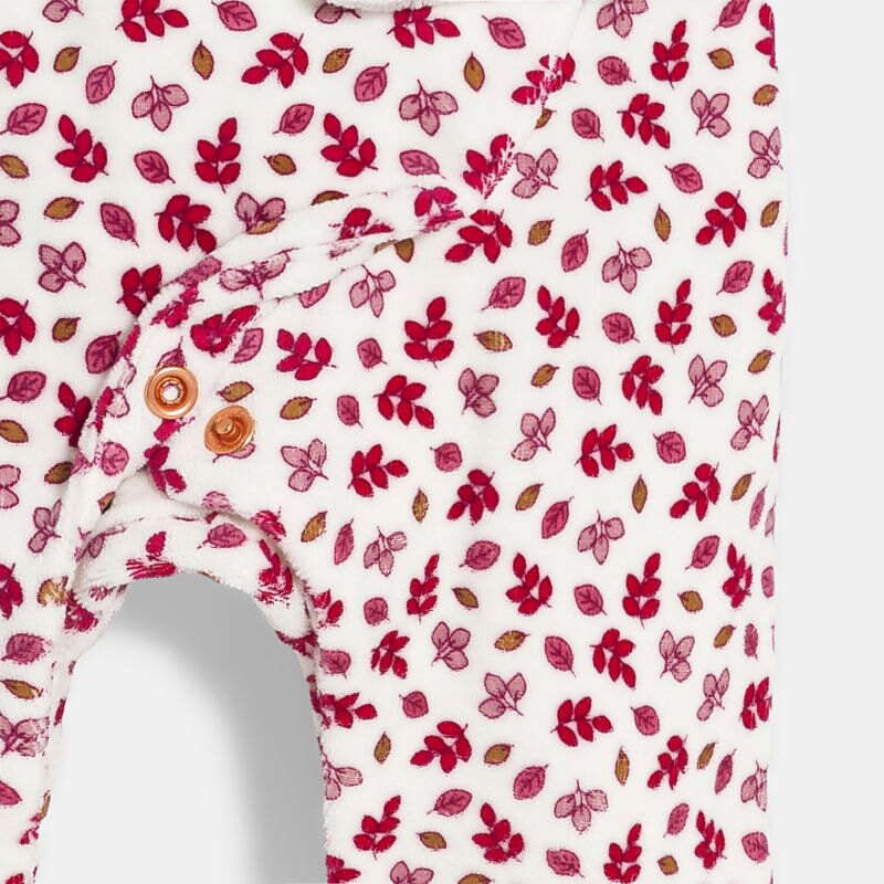 Dors-bien velours fleuri et gilet soft boa rose bébé fille Rose