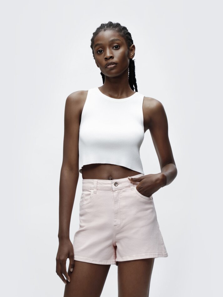 Shorts jeans básicos - Rosa Pastel