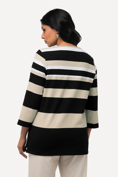Shirt, Ringel, Rundhals, 3/4-Arm, Pima Cotton