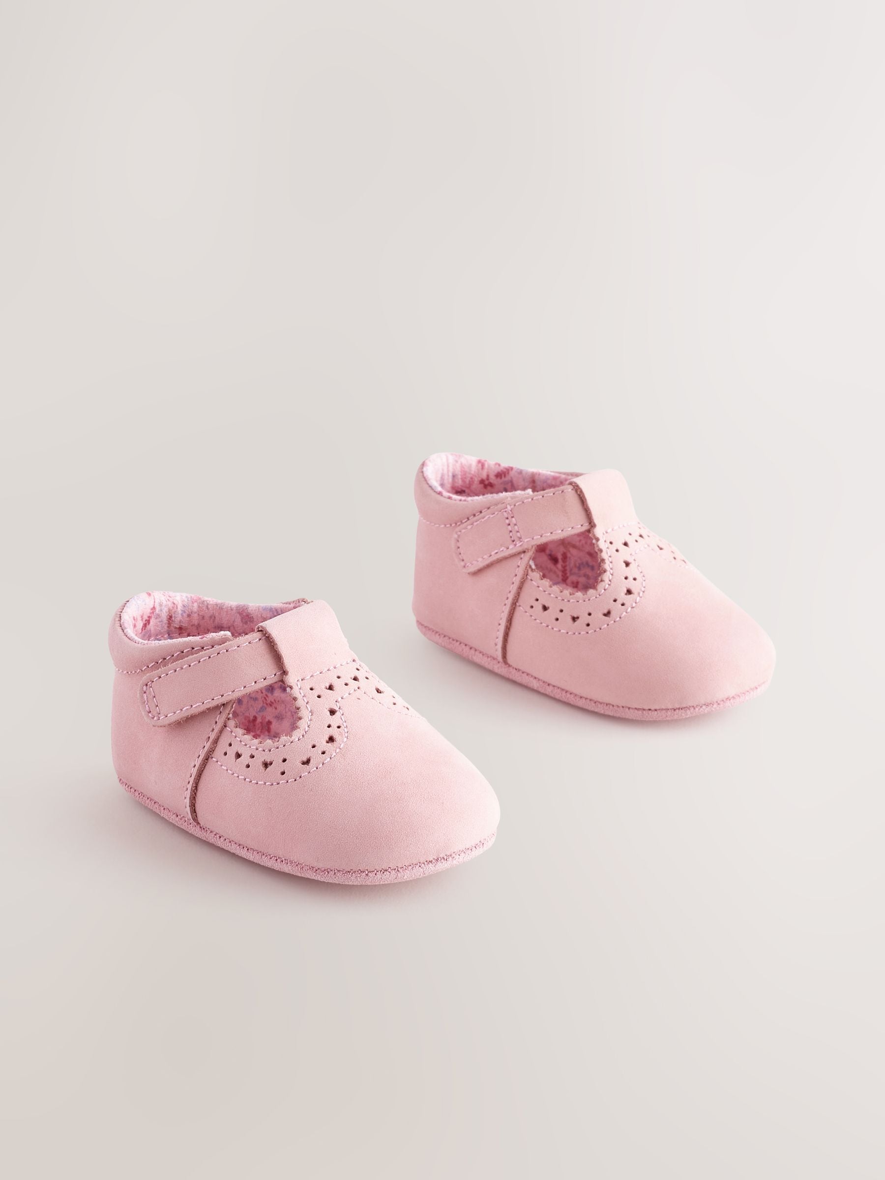 Roze - Leren babyschoen met T-bandje (0 - 24 mnd)