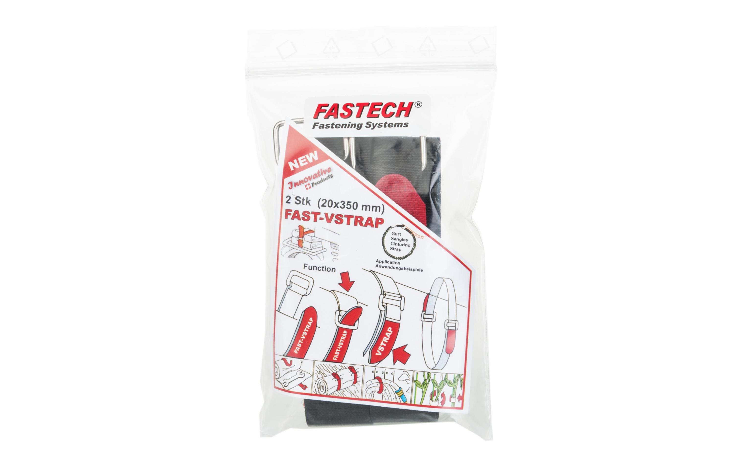 Schlaufenband FAST-VSTRAP 20 x 350 mm, Schwarz/RotKlettverschlussgurt