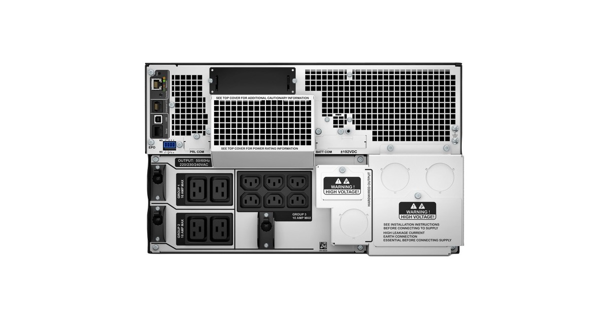 APCSmart-UPS On-Line 10KVA noodstroomvoeding ups  (Zwart, 6x C13, 4x C19, hardwire 1 fase uitgang, rackmountable, Embedded NMC, SRT10KRMXLI)
