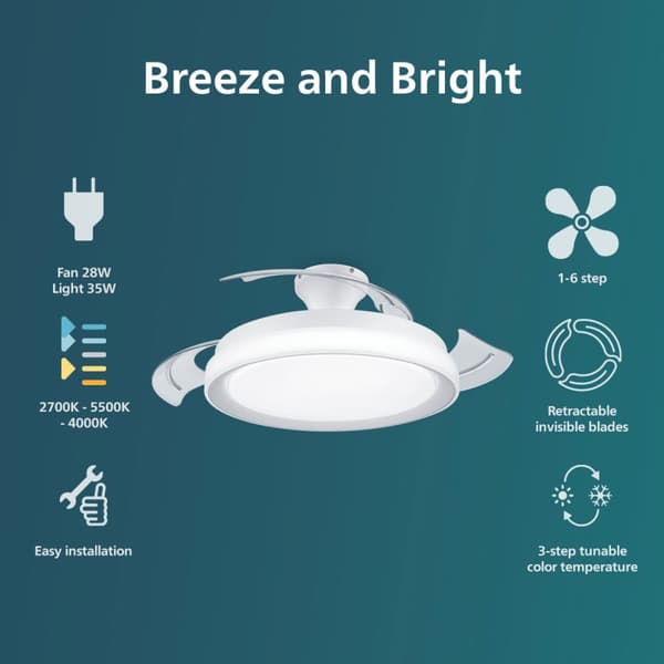 Philips Bliss Takvifte med LED-belysning Varm/kaldhvit 4500 lm