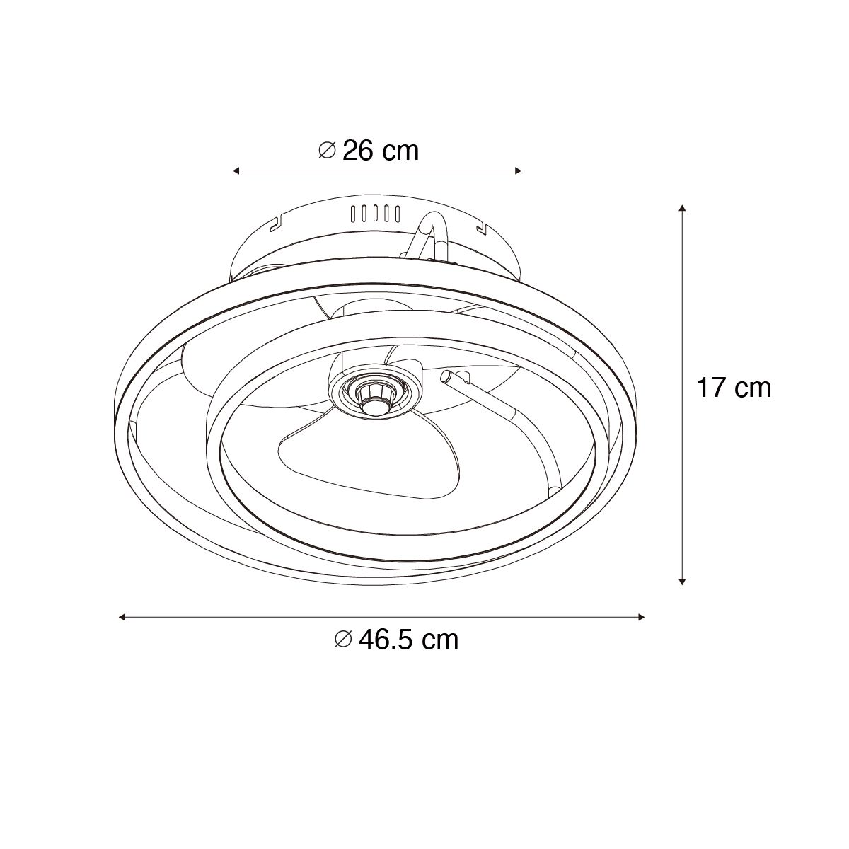 Plafondventilator wit 46.5cm incl. LED met afstandsbediening - Kees