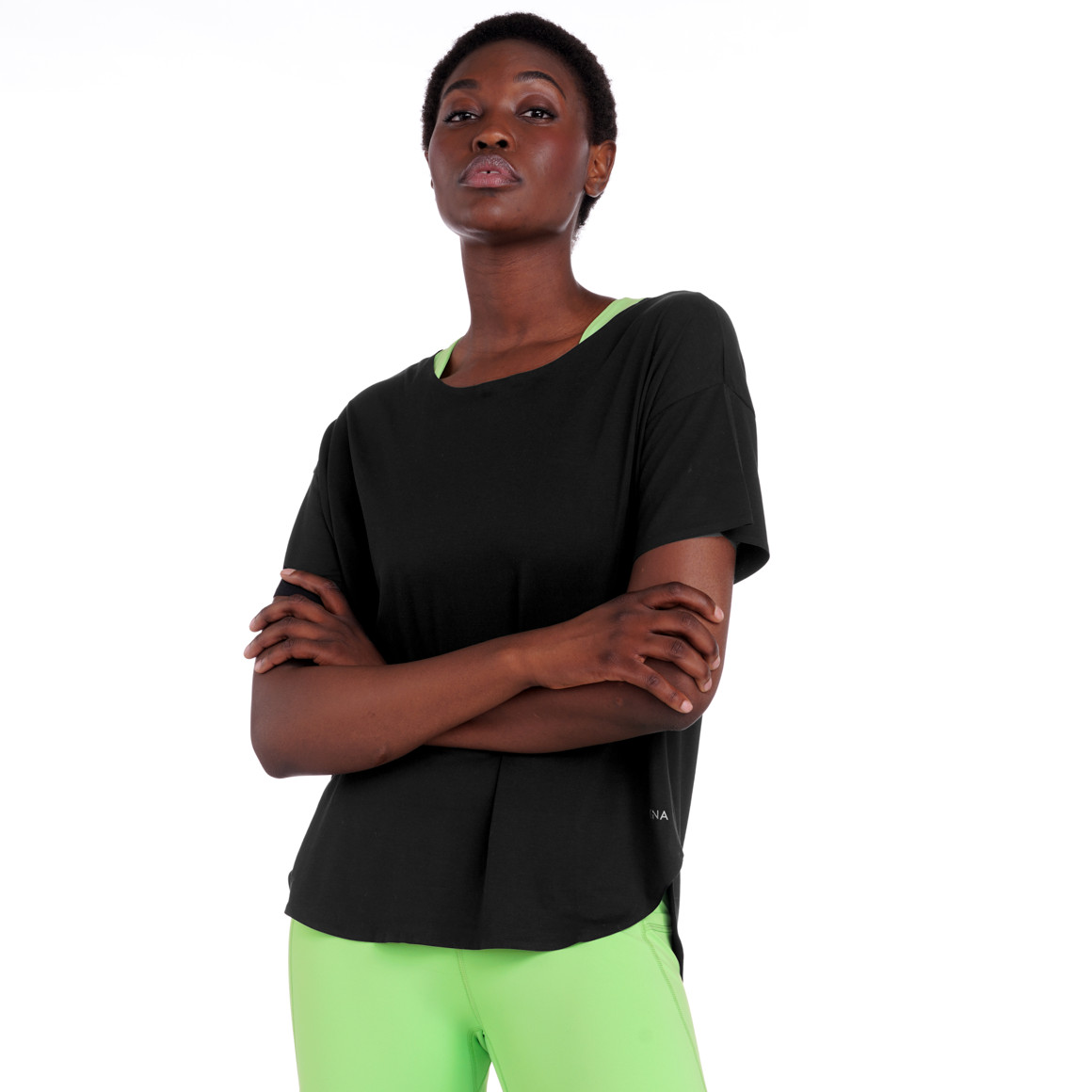 Gina Sports Damen Sport T-Shirt unifarben schwarz