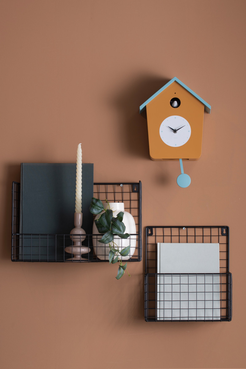 Wall Clock Cuckoo Light KA6044YE Ochre yellow & misty blue