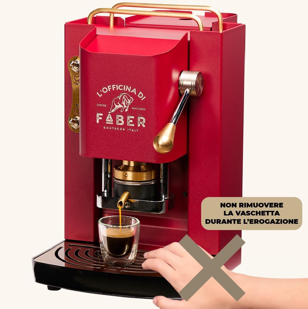 FABER COFFEE MACHINES | Modèle Pro Total Inox Deluxe | Machine à café à dosettes ese 44mm | Pressacialda en laiton réglable | électrovanne de série (laiton)