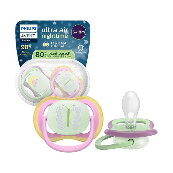 Philips Avent Ultra Air Fopspeen - 6-18 Mnd - Plant-based - Glow In The Dark