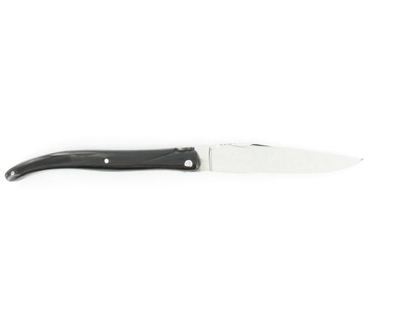 Laguiole 12 cm - Plein Manche Buffle - Ressort, Platine et lame ciselés Couteau de Poche par l'Arbalète