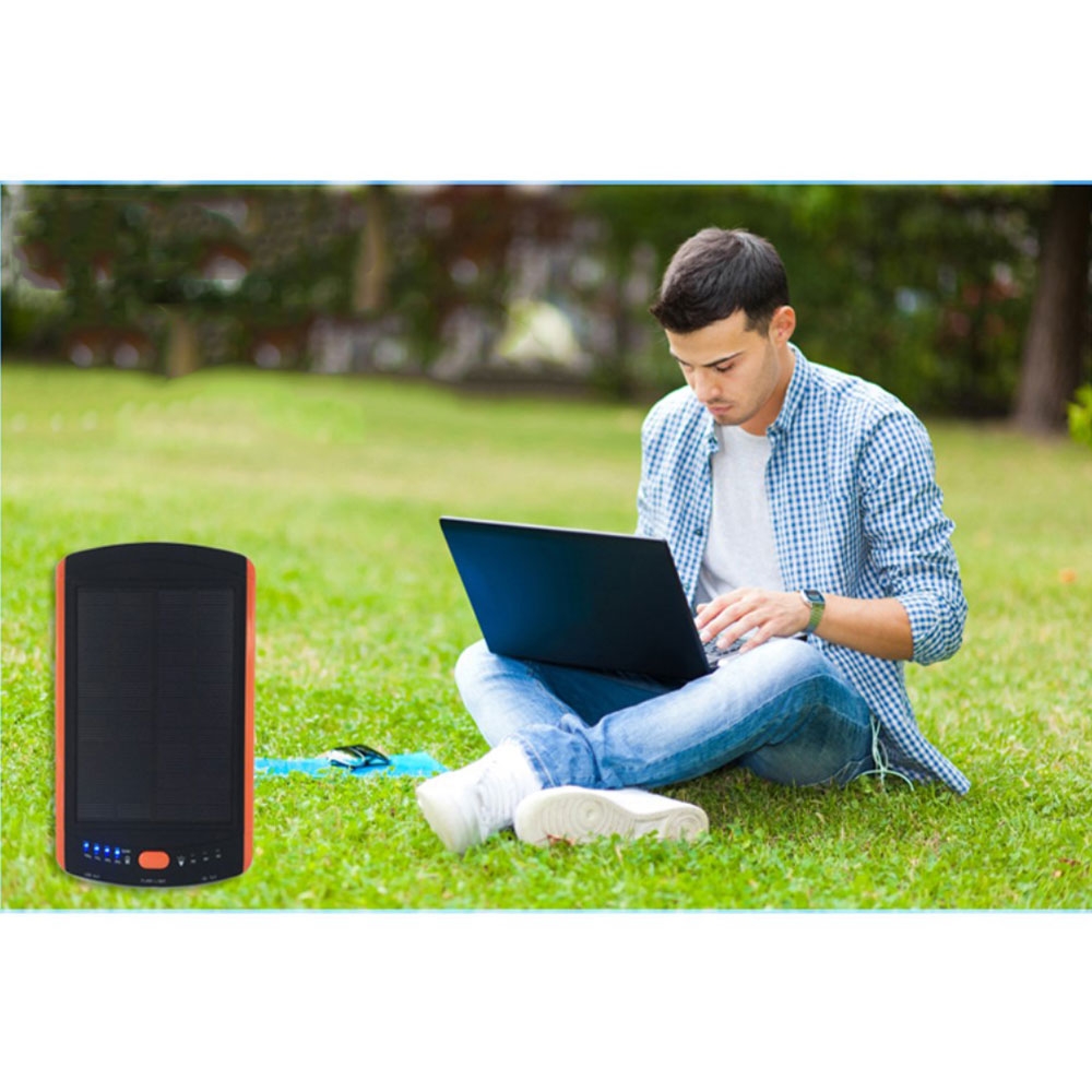 (23000mAh) USB A Mega Solar Powerbank Ladestation inkl. Ladeadapter 12V/16V/19V   Taschenlampe