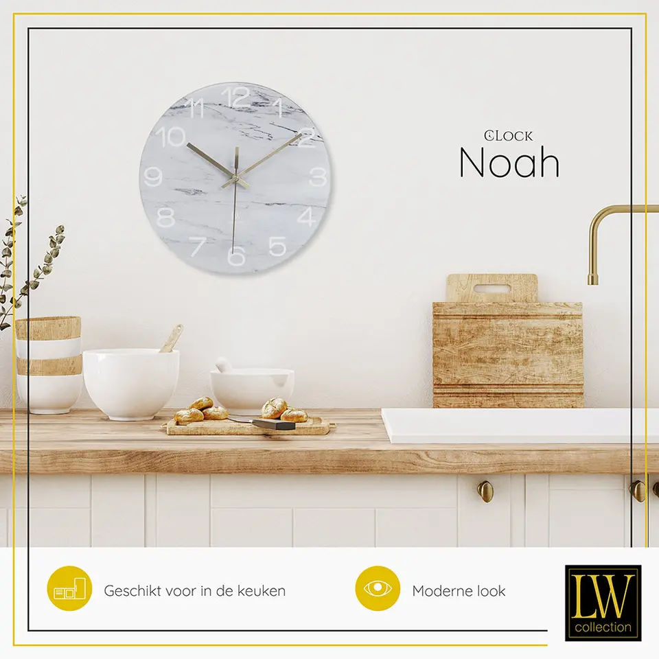 LW Collection Keukenklok Noah 30cm