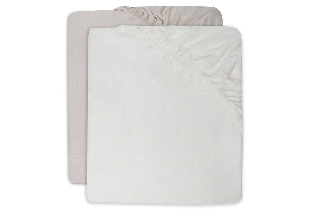 katoenen jersey ledikant hoeslaken 60x120 cm Ivory/Nougat - set van 2