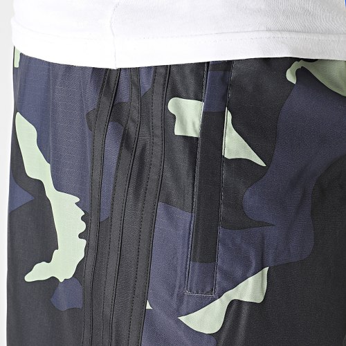 Short Jogging A Bandes Graphics HF4872 Bleu Marine Camouflage