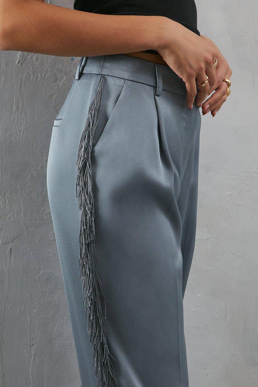 Warehouse Pantalon Droit Premium à Franges Latérales
