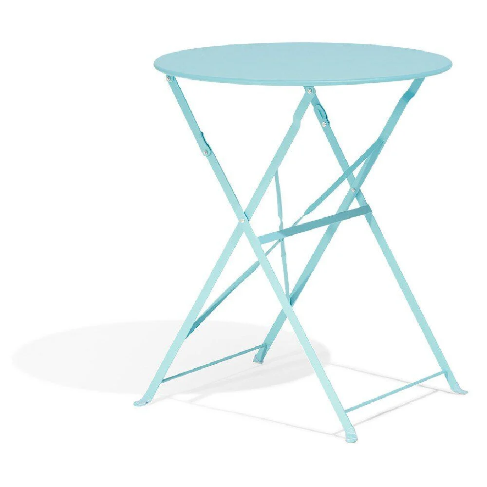 Table de jardin ronde RIO pliante 2 personnes métal bleu