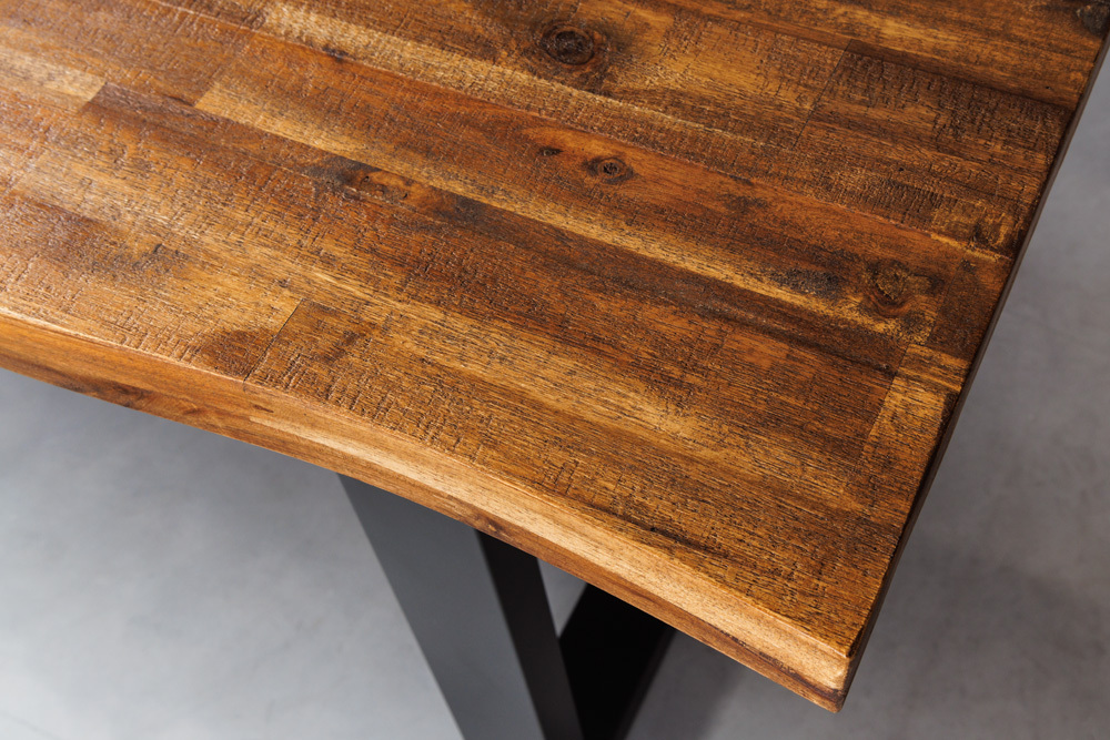 Massivholz Esstisch GENESIS 180cm natur anthrazit Akazie Baumkante Industrial Design